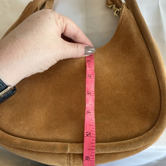 OLIVEVE EMILIA SMALL TOP HANDLE CROSSBODY BAG PURSE BROWN TAN ITALIAN SUEDE - Picture 14 of 16